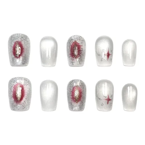 Rui Jin Moonlit Звезда Sea Nail Art False Nail Короткий Серебряный Jump Color Кошачий глаз 14mm