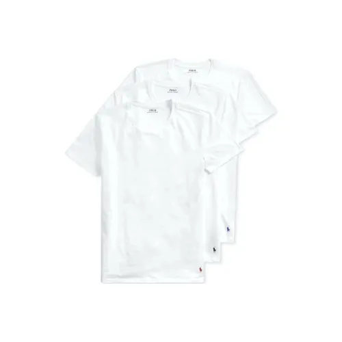 Polo Ralph Lauren Однотонный Логотип Вышитый Круглый вырез Короткий рукав Рубашка T Рубашка Мужская 3 упаковки Белый