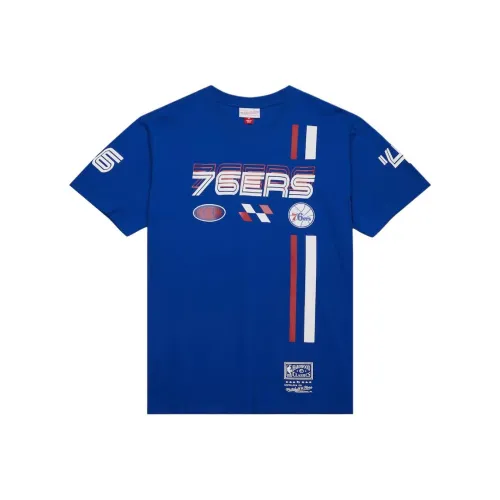MITCHELL NESS X NBA Philadelphia 76ers Blurred T Рубашка Мужская Синяя