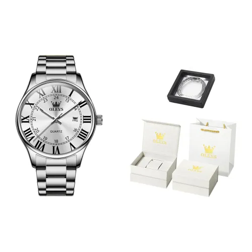 OLEVS Кварцевый механизм Часы Мужские Белый циферблат