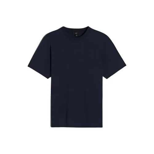 Dunhill Однотонная Рубашка с круглым вырезом прямой крой короткие рукава мужская рубашка чернильно-синий цвет