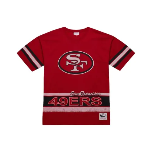 MITCHELL NESS x NFL Сан-Франциско 49ers OVERSIZED Винтажная футболка мужская алого цвета