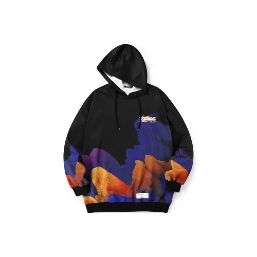 XXGOGO С капюшоном свободный крой стандартный свитшот унисекс черный