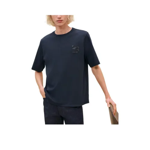 HERMES FW24 T Рубашка Мужская Морской Синий