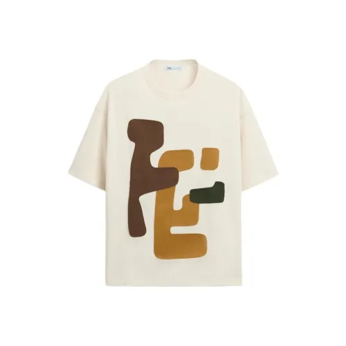 ZARA Морозный Белый Мужские T-Рубашки