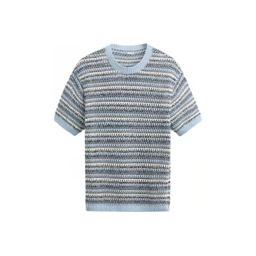 ZARA Blue Men's T-Shirts ZARA Синие Мужские Футболки