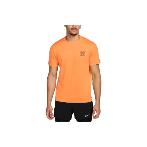 nike RISE 365 Бег Division Dri Fit Бег Топ T Рубашка Мужская Ярко-оранжевая