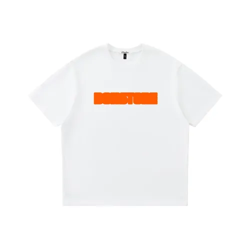 DOH STORE Универсальный Повседневный Свободный крой Спущенное плечо 100% хлопок Пуловер Круглый вырез Короткий рукав Рубашки Унисекс