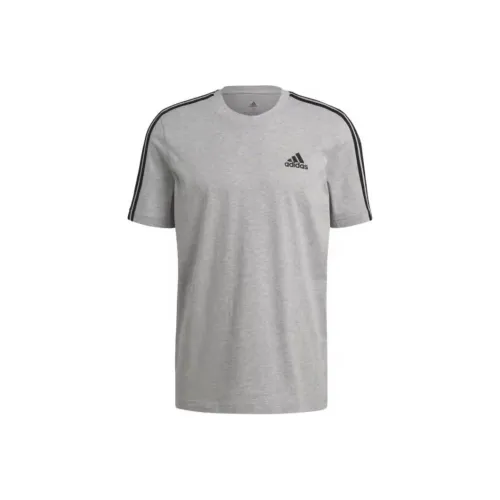 Adidas Essentials 3 Stripes T-Shirt Мужской Средний Серый Heather Цветочный Дизайн
