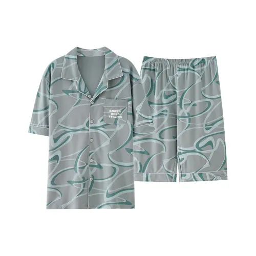 Pretty Lady Пижамный комплект Мужской Светло-серый Зеленый