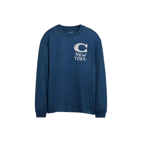 COACH Темно-синие мужские футболки