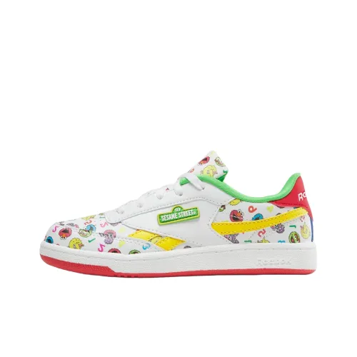 Reebok Club C Revenge Детские Скейтбординги Низкий Топ Белый/Зеленый/Желтый Для Школьников
