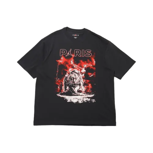 Jordan FW24 MJ PSG STMT SS GFX T Рубашка Мужской Черный Парусный Белый