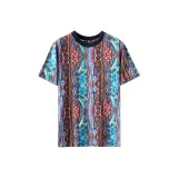 Полная печать, красный и синий, футболка с коротким рукавом, 01.