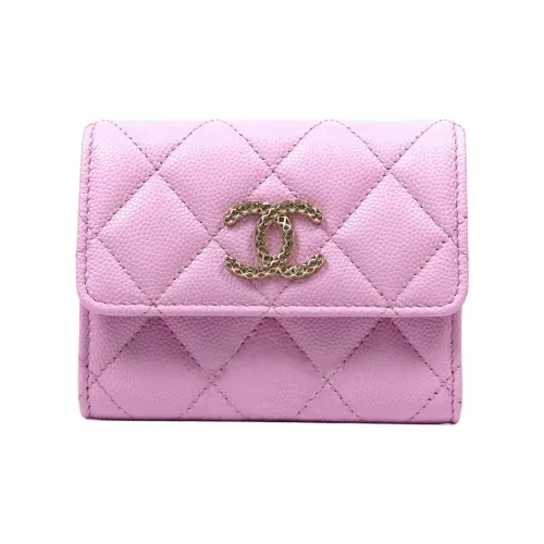 CHANEL Коровья кожа Держатель для карт кошелек Женские Розовый