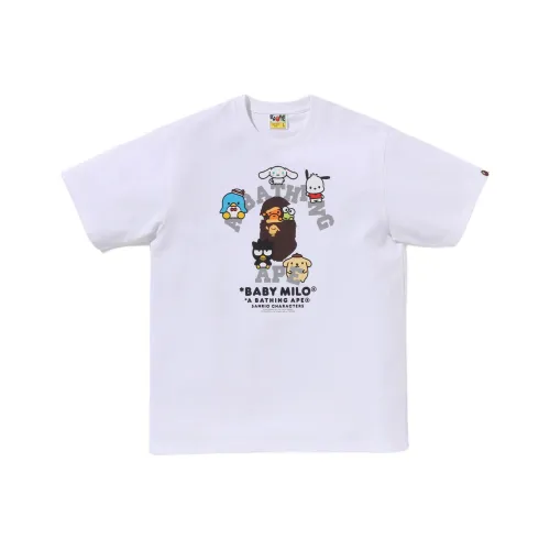 A BATHING APE Sanrio Co Branded Модель FW24 T Shirt Unisex Белый