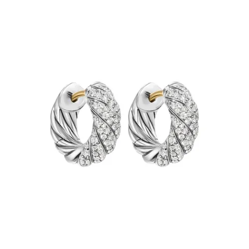 David Yurman Серебро Серьги с Ромбом 0,74 Карата Унисекс Серебро