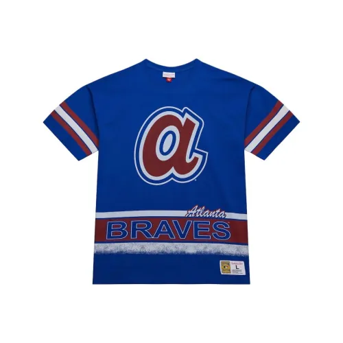 MITCHELL NESS x MLB Base Logo Atlanta Braves T-Shirt Мужская Королевский Синий