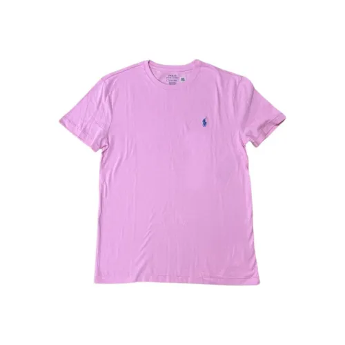 Polo Ralph Lauren Однотонный Пони Вышивка Круглый вырез Повседневный Короткий рукав Рубашка T Рубашка Мужская Розовая