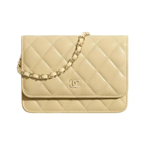 CHANEL WOC Овечья кожа And Золото Металл Плечевая сумка Мини Женская Желтая