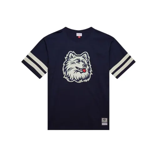 MITCHELL NESS x NCAA UConn Huskies Винтаж Логотип Тяжелый Наплечники Футболка Мужская Морской Синий