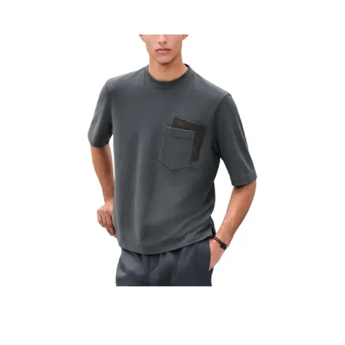 HERMES SS25 T Рубашка Мужская Шторм Серый