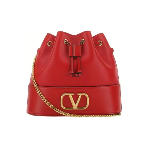 Valentino Vlogo Lambskin Bucket Bag Crossbody Bag Women's Red