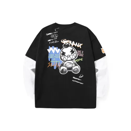 GENANX Круглый вырез Свободный крой Mock Двухкомпонентный свитшот Унисекс