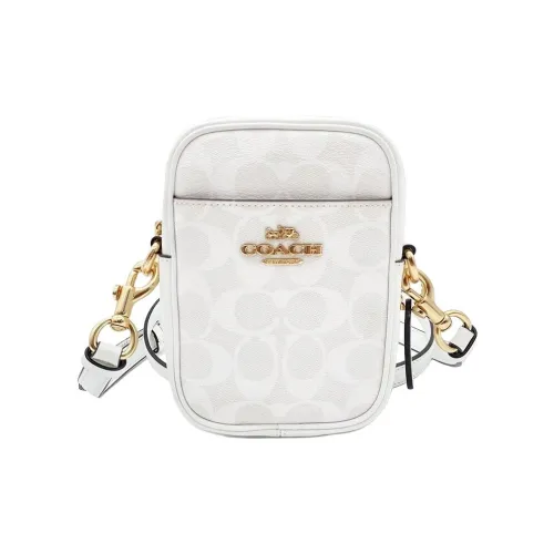 COACH Phoebe ПВХ с коровьей кожей Сумка через плечо Мини Женская Белая