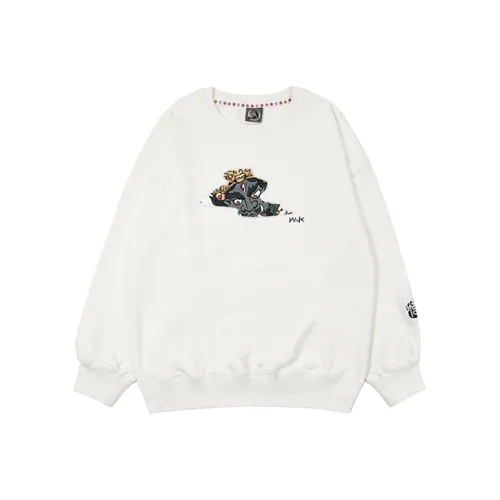 WOOKONG Круглый вырез Свободный крой Стандартный Свитшот Мужской Белый