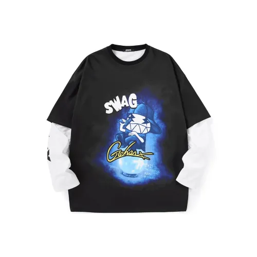 GENANX Круглый вырез Свободный крой Mock Двухкомпонентный свитшот Унисекс