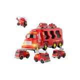 Красная коллекция грузовиков "Пламя" (рекомендуемый большой размер грузовика "Пламя" + 6 маленьких транспортных средств в упаковке)