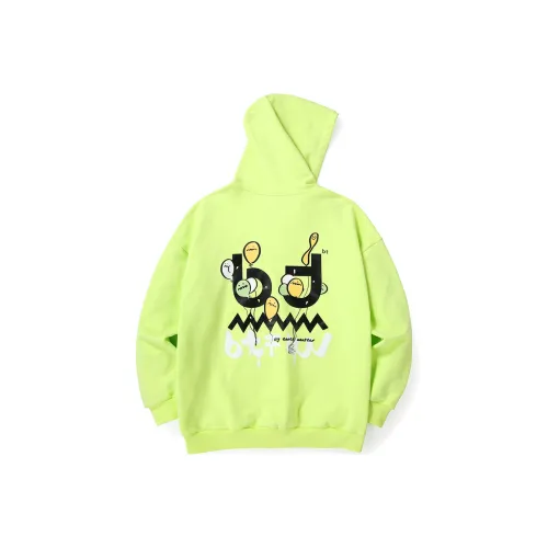 BT С капюшоном свободный крой стандартный свитшот унисекс неоновый зеленый