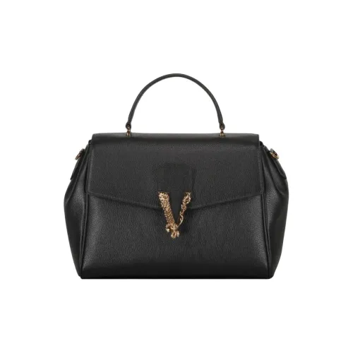 VERSACE Телячья кожа Тоут Сумка Сумка для покупок Сумка на плечо Сумка Женская Черная