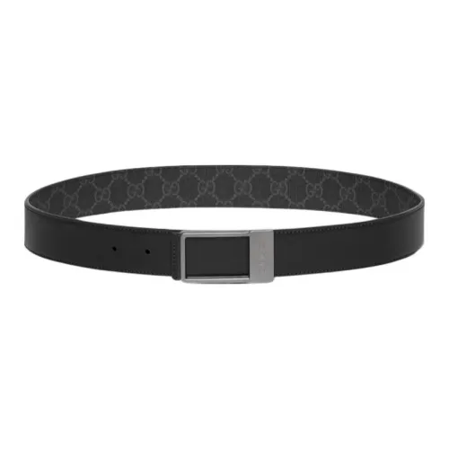 GUCCI Canvas Leather Belts Мужской Черный