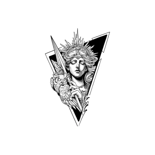 QINGSHANQIHAI Radiant Crown Divine Blade SPIRIT Owl Temporary Tattoos 1 Pack QINGSHANQIHAI Radiant Crown Divine Blade SPIRIT Сова Временные татуировки 1 шт