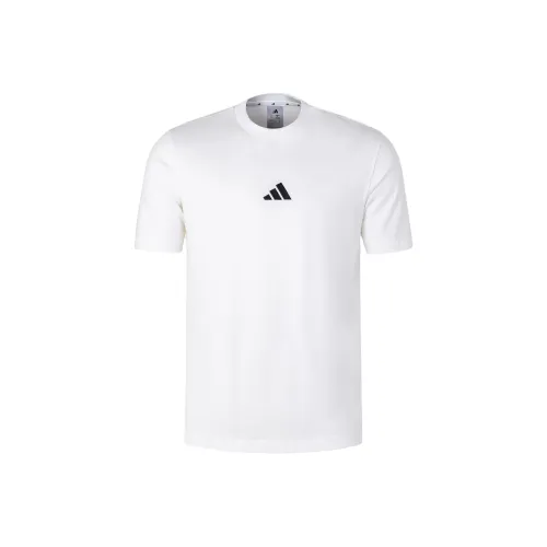 Adidas Essentials Single Jersey T-Shirt Men's White Black Adidas Essentials Один Джерси T-Рубашка Мужская Белый Черный