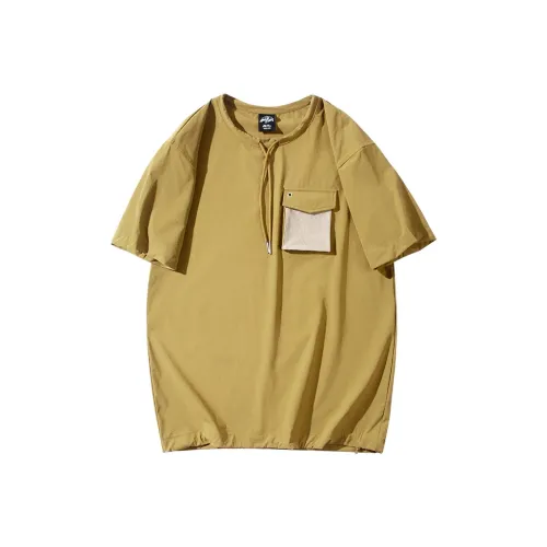 MOBI GARDEN Прямой крой Короткий рукав Т-рубашки Унисекс Грязь и Песчаный желтый