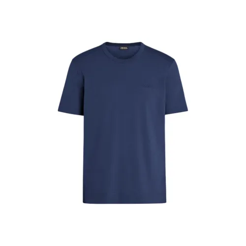 Ermenegildo Zegna Темно-синие мужские футболки T