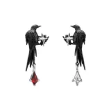 Серьги-гвоздики "Ворон" - красно-белые