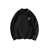 [Half-Turtleneck] Черный (Синий Фиолетовый Логотип Улыбающееся лицо на груди)