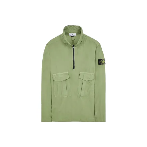 STONE ISLAND Шалфейно-зеленый Мужские Свитшоты