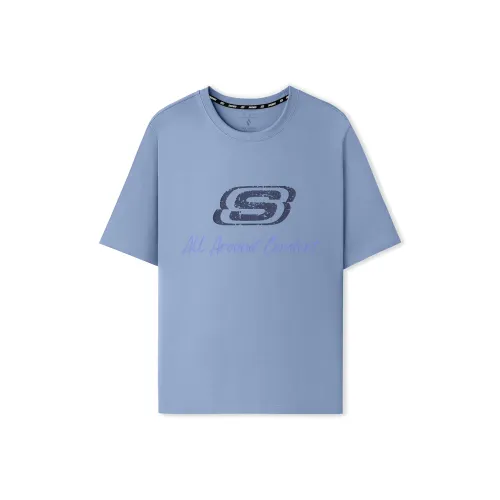 Skechers T-Shirt Унисекс Камень Стирка Синий