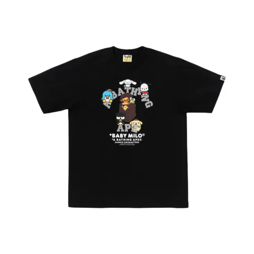 A BATHING APE Санрио Co Брендированная Модель Черная Унисекс Футболка