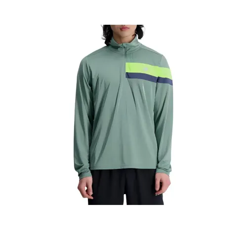 New Balance Accelerate Полузастежка T-Рубашка Мужская Светло-Зеленая