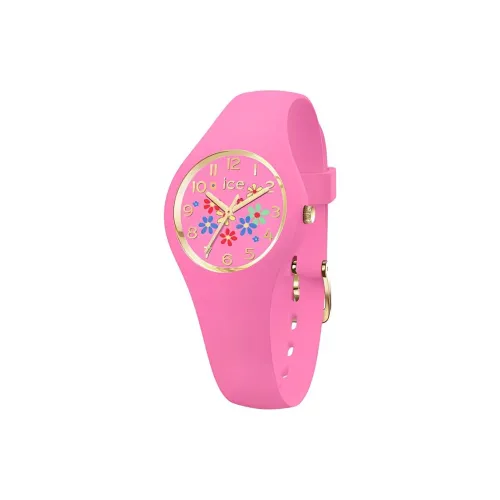 ICE WATCH Ледяной Цветочный Дизайн Pinky Bloom Наручные Часы Кварцевый Механизм Силиконовый Ремешок 28 мм Многоцветный Циферблат Часов Женские Часы