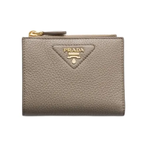 PRADA Vitello Dino Кожа Кошелек Мини Мужской Серый