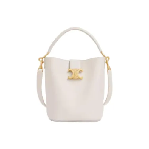 CELINE Коровья кожа Ведрообразная сумка Маленькая Женская Белая