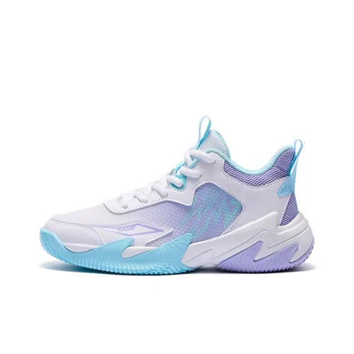 361°KIDS Tactician Детские баскетбольные кроссовки Низкий топ 361 градус Белый/Небесно-синий/Мягкий фиолетовый Унисекс