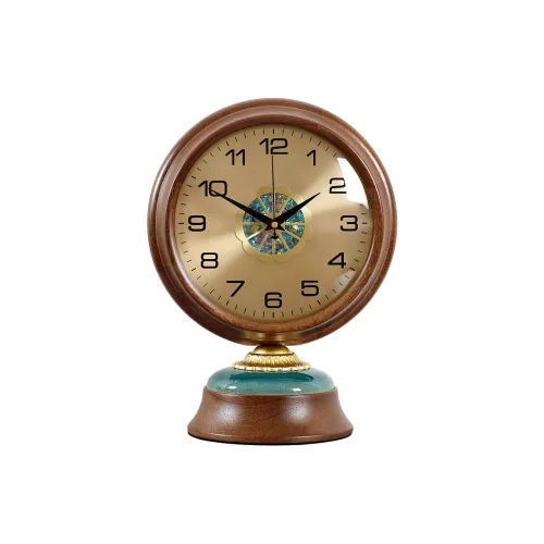 HENSE Механизм с плавным ходом секундной стрелки Wood Настольные часы Унисекс Золотой циферблат HD506